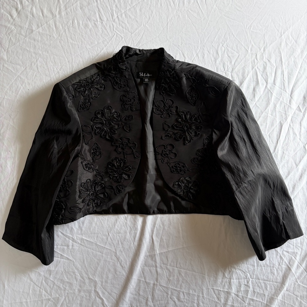 Y2K Floral Braided Applique Bolero Jacket